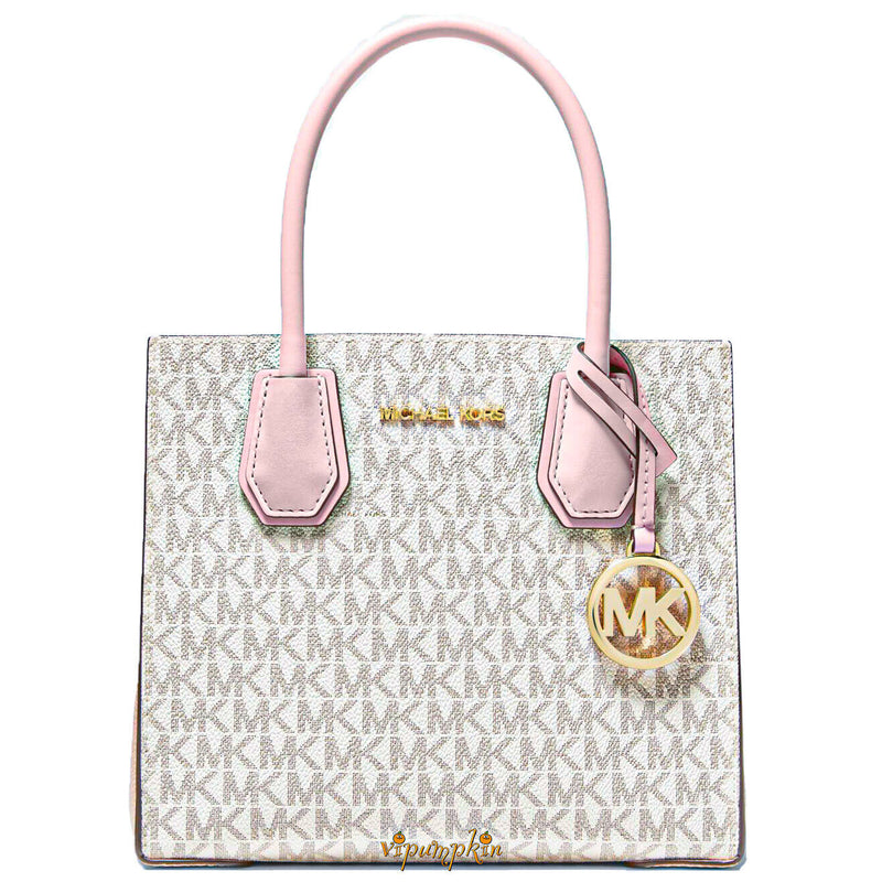 Michael Kors Mercer Medium Pebbled Leather Crossbody Vanilla rose