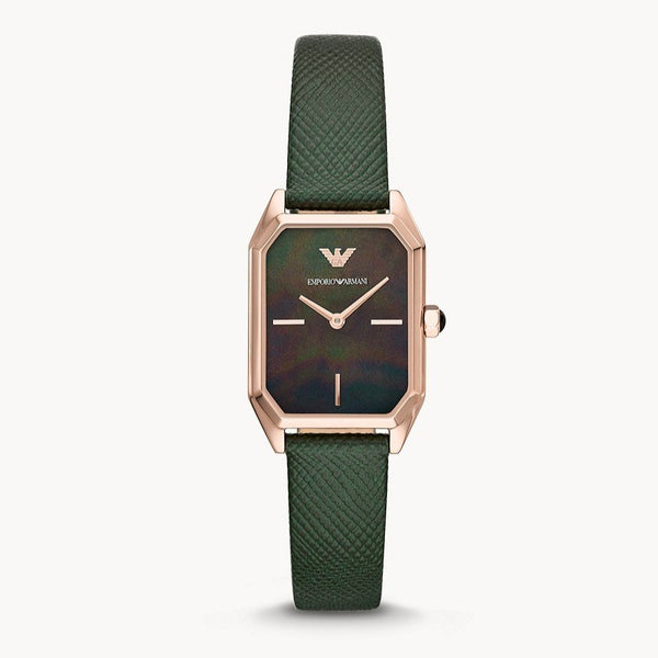 Montre Femme Emporio Armani à deux aiguilles en cuir vert - AR11149