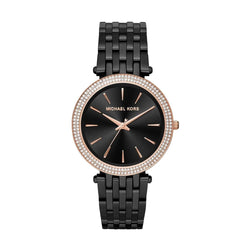 Montre pour femme à cadran noir analogique rond