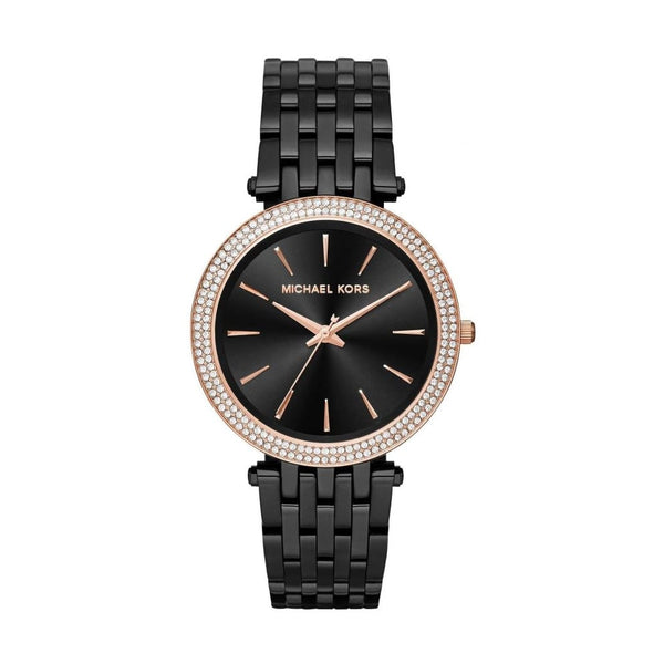 Montre pour femme à cadran noir analogique rond