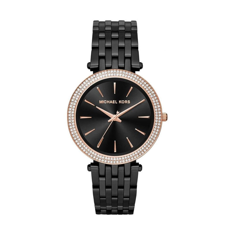 Montre pour femme à cadran noir analogique rond