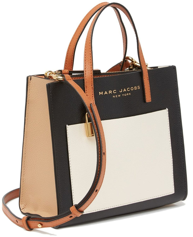 Sac Marc Jacobs Mini Grind tote couleur noir et blanc assorti MJ petit sac carré